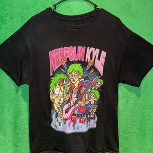 Black Short Sleeve Tee with Colorful Graphic Design